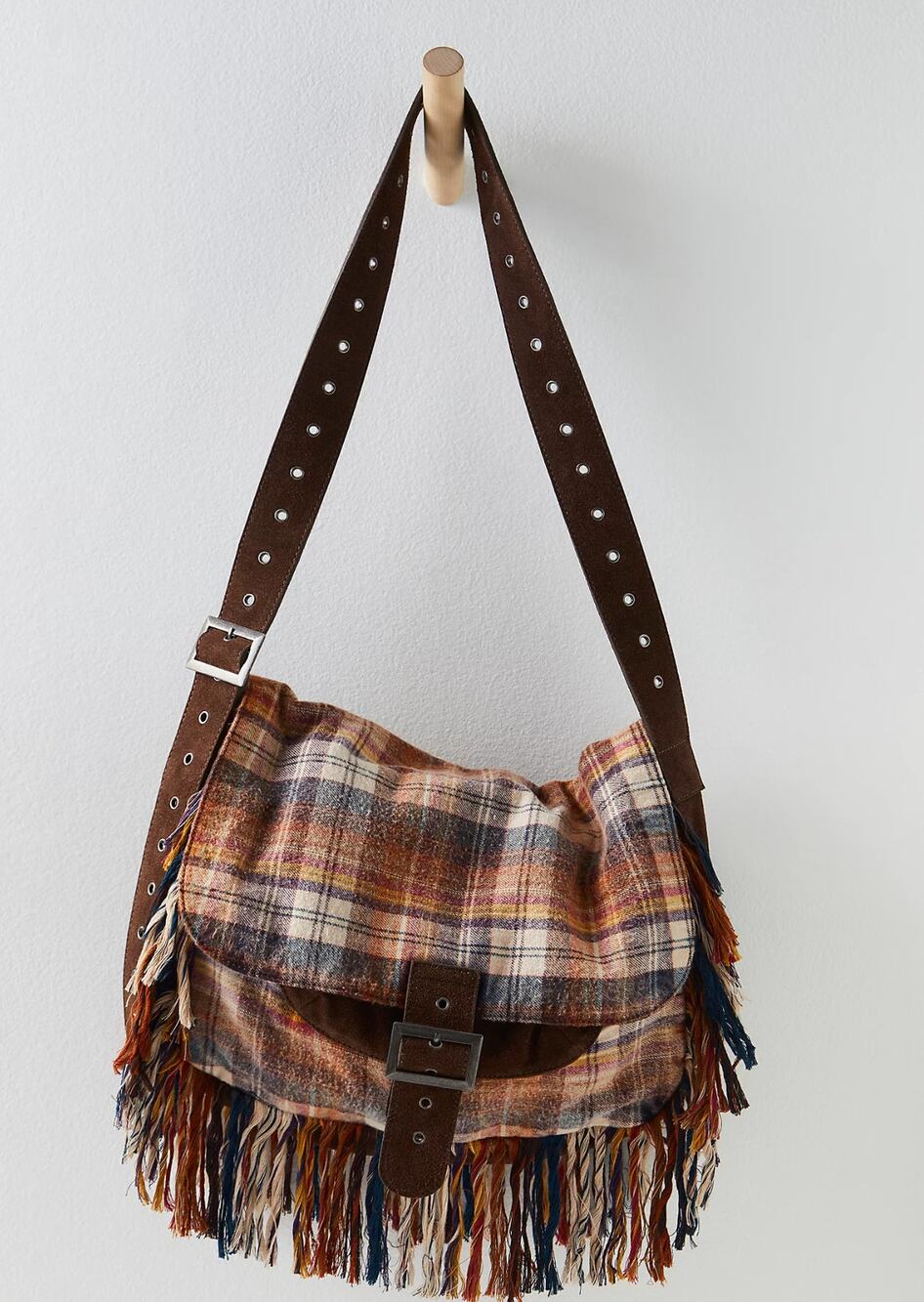 Free People Polar Plaid Messenger Bag